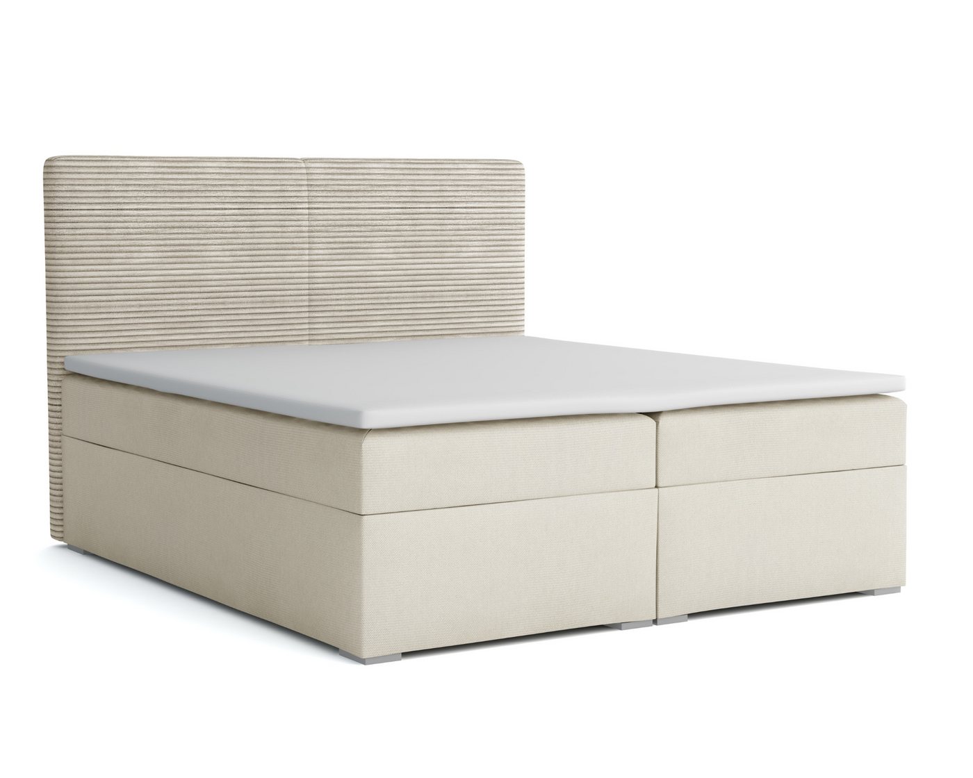 Deine Möbel 24 Boxspringbett Boxspringbett Polsterbett Komplettbett Hotelbett LOFT II (Ehebett Bett inkl. Matratzen H3 oder H4 zur Auswahl Cord-Samt Kopfteil, Ehebett Bett inkl. Matratzen H3 oder H4 zur Auswahl), 120x200 140x200 160x200 180x200 200x200 inkl. Bettkasten und Topper von Deine Möbel 24