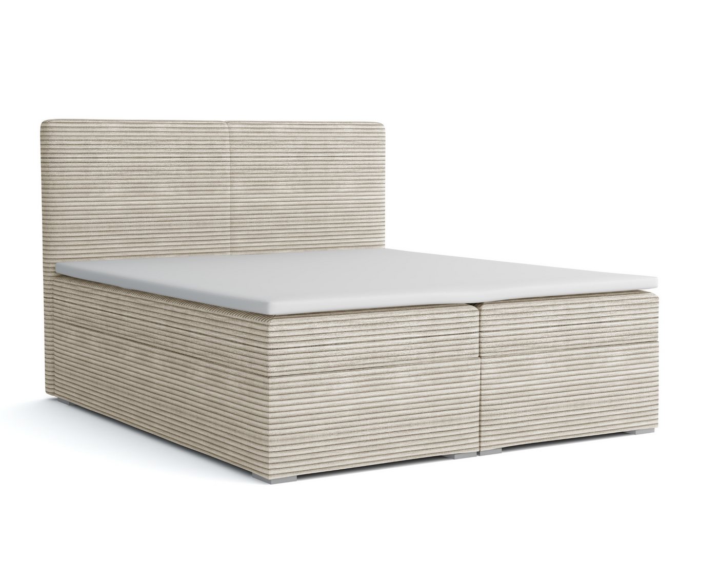 Deine Möbel 24 Boxspringbett LOFT III Boxspring Komplettbett Polsterbett Bonellfederkernmatratzen (ganz in Cord Cord-Samt, Boxbett Cord Cord-Samt 120x200 140x200 160x200 180x200 200x200), inkl. Bettkasten Topper Matratzen H3 H4 zur Ausawhl von Deine Möbel 24