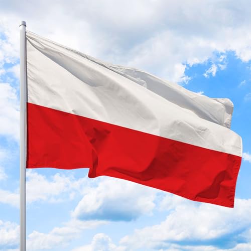 Polen Flagge 120 x 120 cm - für Fahnenmast, Polenfahne aus reißfestem Fahnen-Polyester-Stoff, Hissfahne Quer wetterfest und UV-beständig von Deitert