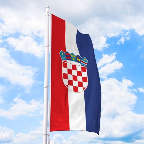 Kroatien Flagge 120 x 300 cm - für Fahnenmast, Kroatienfahne aus reißfestem Fahnen-Polyester-Stoff, Hissfahne Hochformat wetterfest und UV-beständig von Deitert