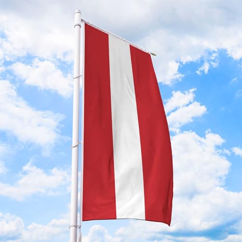 Österreich Flagge 80 x 200 cm - für Fahnenmast, Österreichfahne aus reißfestem Fahnen-Polyester-Stoff, Hissfahne Hochformat für Querausleger wetterfest und UV-beständig von Deitert