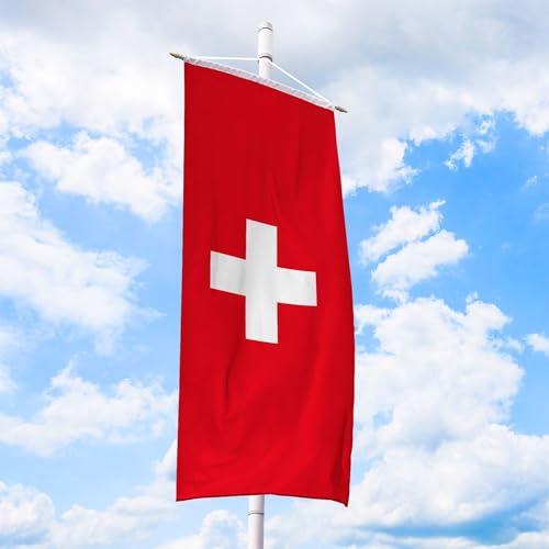 Schweiz Flagge 80 x 200 cm - für Fahnenmast, Schweizfahne aus reißfestem Fahnen-Polyester-Stoff, Bannerfahne wetterfest und UV-beständig von Deitert