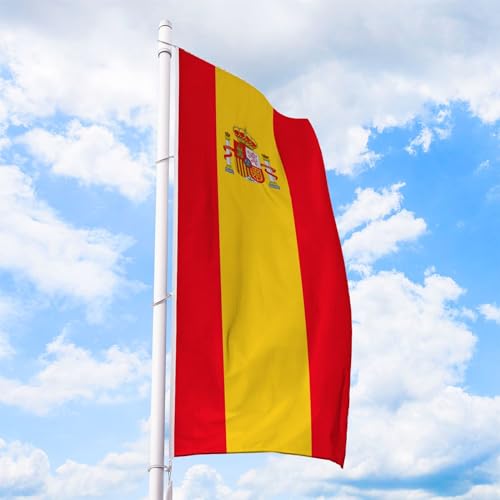 Spanien Flagge 80 x 200 cm - für Fahnenmast, Spanienfahne aus reißfestem Fahnen-Polyester-Stoff, Hissfahne Hochformat wetterfest und UV-beständig von Deitert