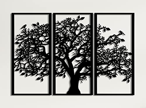 DEKADRON Metall Wandkunst Großer Baum des Lebens 3 Paneele Metall Wanddekoration Stammbaum Kunst (75x50cm) von DEKADRON