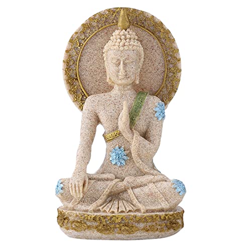 Dekaim Betende Buddha-Statue, Sandstein-Meditations-Buddhismus-Figur, Handgeschnitzter Buddha, Feng Shui Vintage-Figur Für Heimdekoration von Dekaim