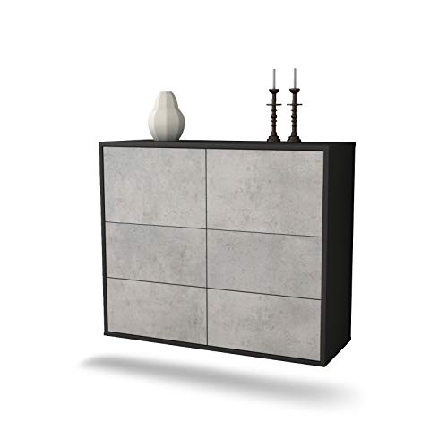 Dekati Sideboard Brownsville hängend (92x77x35cm) Korpus anthrazit matt - Front Beton Optik - Push to Open von Dekati