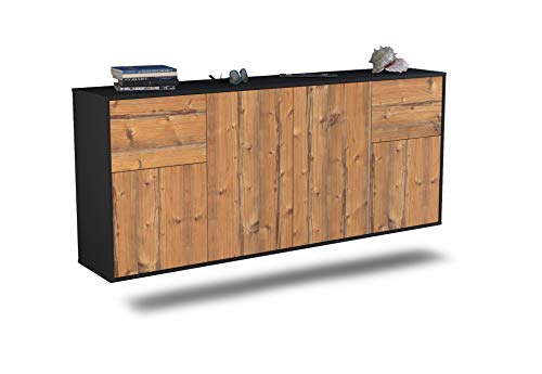 Dekati Sideboard Costa Mesa hängend (180x77x35cm) Korpus anthrazit matt - Front Holz-Design Pinie - Push to Open von Dekati