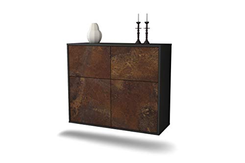 Dekati Sideboard Guben hängend (92x77x35) Korpus anthrazit matt - Front rostigen Industrie-Design - Push to Open von Dekati