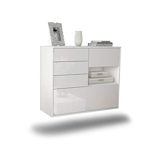 Dekati Sideboard Knoxville hängend (92x77x35cm) Korpus Weiss matt - Front Hochglanz Weiß - Push to Open von Dekati