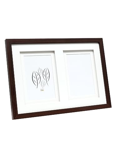 Deknudt Frames Galerierahmen mit doppeltem Passepartout -Braun - S65KQ2 für 2 Bilder Bildgröße 13x18cm - Bilderrahmen Holz MDF - Bilder aufhängen oder ausstellen von Deknudt Frames