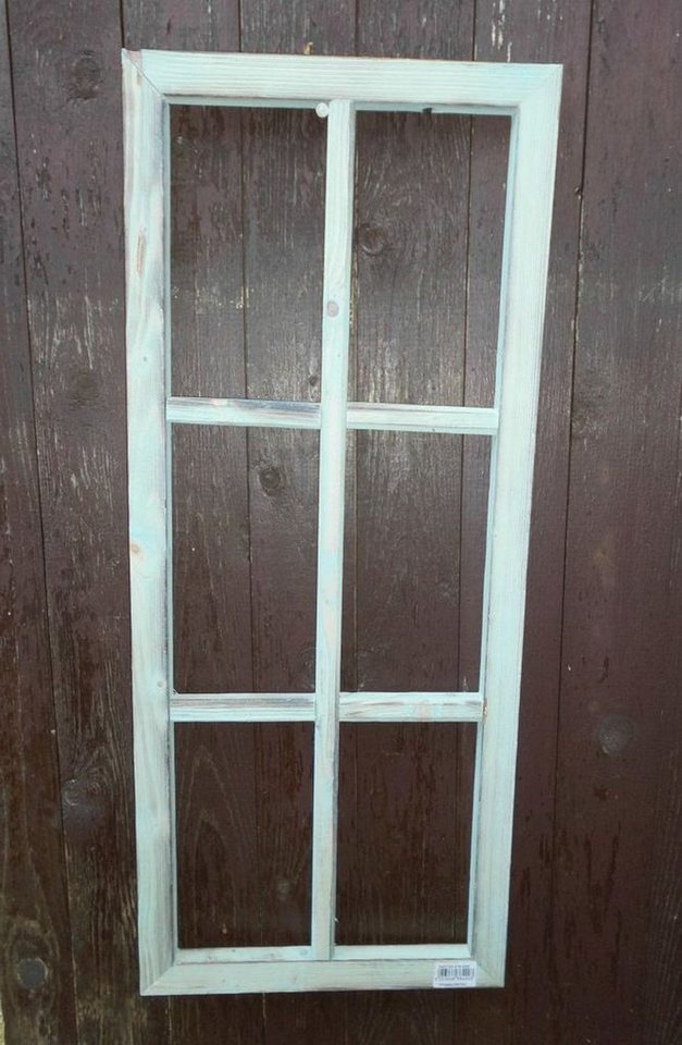 Deko-Impression Wanddekoobjekt Fenster Sprossenfenster Bilderrahmen Dekorahmen Holz türkis 76 x 32 cm (1 St) von Deko-Impression