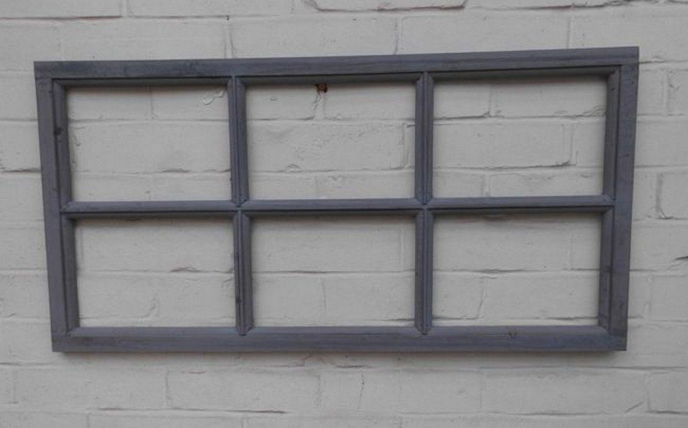 Deko-Impression Wanddekoobjekt Fenster Sprossenfenster Bilderrahmen Wanddekoration Holz grau 85 x 43 (1 St) von Deko-Impression