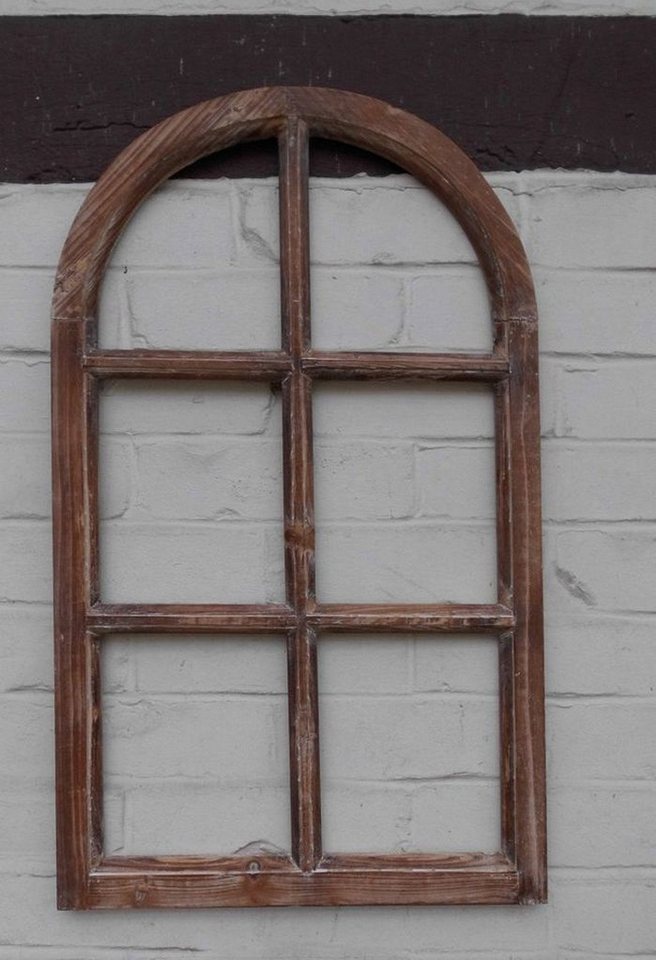 Deko-Impression Wanddekoobjekt Fenster Sprossenfenster Bilderrahmen halbrund Wanddeko Holz braun 70cm (1 St) von Deko-Impression