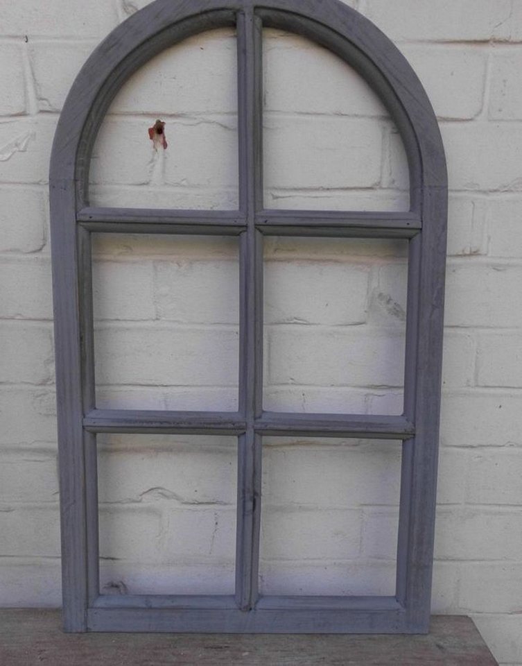 Deko-Impression Wanddekoobjekt Fenster Sprossenfenster Bilderrahmen halbrund Wanddeko Holz grau 70cm (1 St) von Deko-Impression