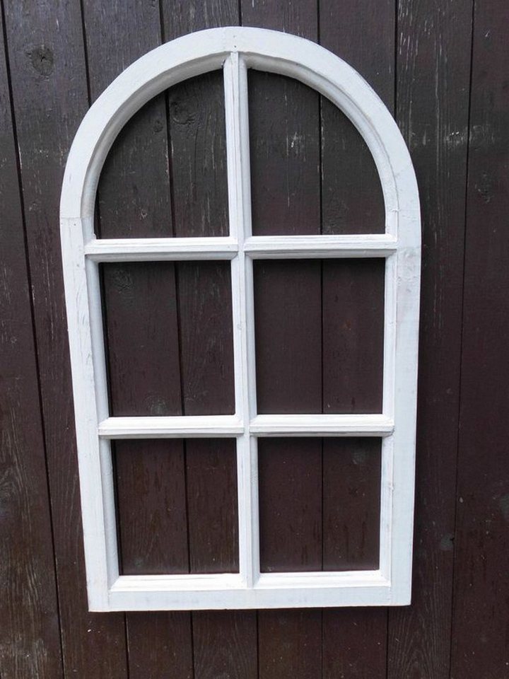 Deko-Impression Wanddekoobjekt Fenster Sprossenfenster Bilderrahmen halbrund Wanddeko Holz weiss 70cm (1 St) von Deko-Impression