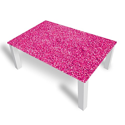 DEKOGLAS Couchtisch 'Brokat Pink' Glastisch Beistelltisch für Wohnzimmer, Motiv Kaffee-Tisch 112x67 cm in Schwarz oder Weiß von DekoGlas