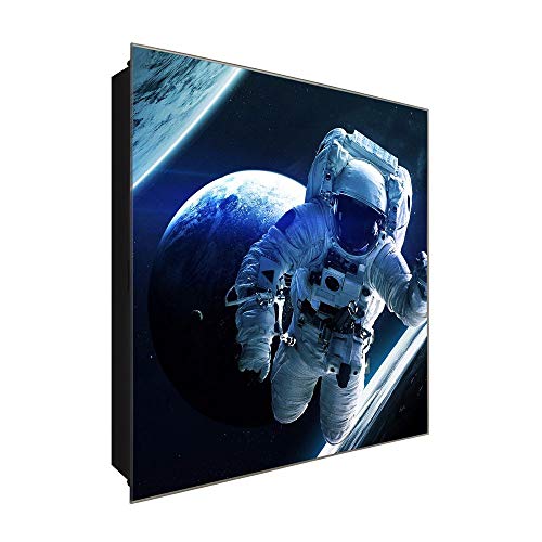 DekoGlas Schlüsselkasten 'Astronaut' 30x30 Glas, inkl. Haken Schlüsselbrett Schlüssel-Box Design Aufbewahrung von DekoGlas