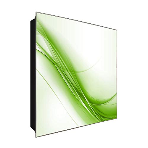 DekoGlas Schlüsselkasten 'Grüne Rutsche' 30x30 Glas, inkl. Haken Schlüsselbrett Schlüssel-Box Design Aufbewahrung von DekoGlas
