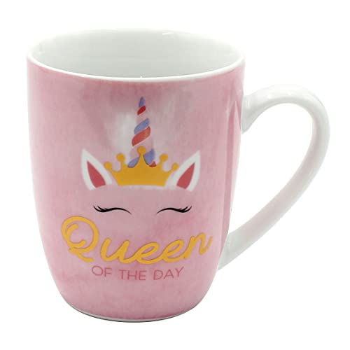 Dekohelden24 Kaffeebecher/Tasse aus Porzellan, Motiv: Queen of The Day, Größe H/Ø: 9,8 x 8,2 cm, Fassungsvermögen 250 ml, Spülmaschinengeeignet. von Dekohelden24