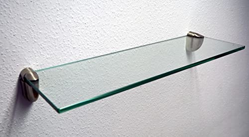 Dekoleidenschaft Wandregal aus 10mm Glas, klar, Verschiedene Formen und Größen, Glasregal, Glasboden, Glasablage, Badregal, Eckregal Bad Ablage Regal (Wandclips Midas Silber, 60x30 cm) von Dekoleidenschaft