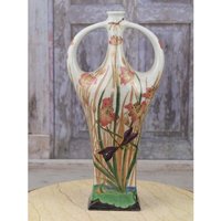 Antike Orange Porzellan Vase - Blumentopf Bemalt Und Vergoldet Jugendstil Gießerei Zeichen Wohn Dekor Geschenk Zur Hochzeit von DekorStyle