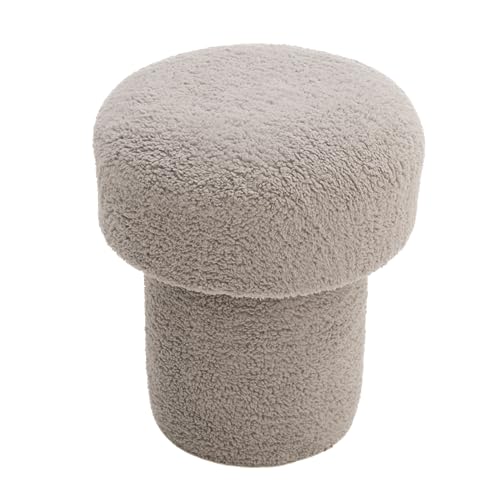 Dekorist Pilz Pouf Hocker, Dekorativ Sitzpouf, Sitzpuff, Fußhocker, Puff Hocker für Wohnzimmer, Outdoor Sitzhocker, Schlafzimmer, Muttertagsgeschenk 40x40x42h cm, Grau von Dekorist