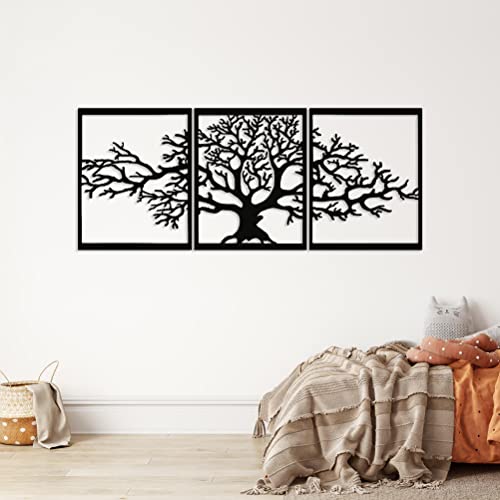 Dekory Platanischer Baum - 3 Paneele Metall Wandkunst Metall Dekoration Haus Dekoration Wohnzimmer Dekoration (132 * 55 cm [51,9" * 21,6") von Dekory