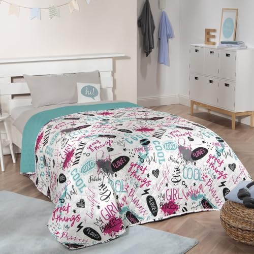 Delindo Lifestyle Kinderzimmer Tagesdecke Girls, Bettüberwurf für Kinder, für Mädchen, türkis bunt, 170x210 cm von Delindo Lifestyle