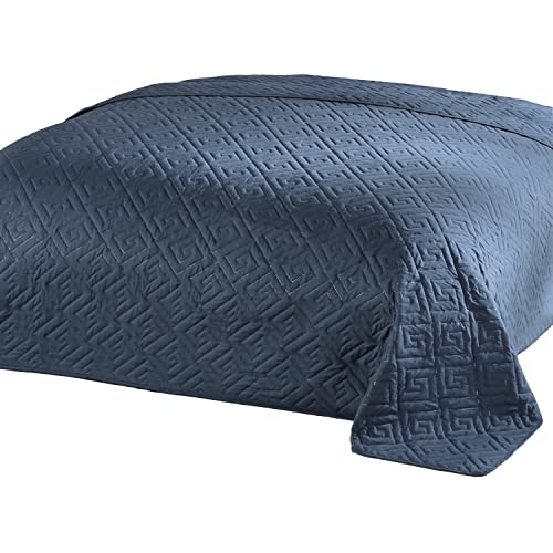 Delindo Lifestyle Tagesdecke Bettüberwurf Premium blau, für Einzelbett, einfarbig für Schlafzimmer, 140x210 cm von Delindo Lifestyle