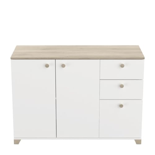 Demeyere Buffet 3 Portes et 2 Tiroirs- Décor Chêne Kronberg et Blanc - Style Contemporain- Pour Salon, Salle à Manger- L119,6 x P41,9 x H85,1 cm Demeyere Buffet 3 Portes et 2 Tiroirs- Décor Chêne Kronberg et Blanc - Style Contemporain- Pour Salon, Salle à Manger- L119,6 x P41,9 x H85,1 cm von Demeyere