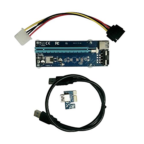 Demiawaking PCI Express Graphics Riser Karte 1X zu 16X Extender USB 3.0 SATA 15 Pin zu 4Pin Kabel für Bitcoin Miner Mining von Demiawaking