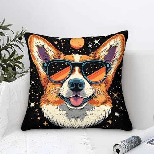 DengMouu 3D Druck Dog Kissenbezug Cute Corgi Weicher Modern Euro Pillow Case EIN Satz Verwendet Für Couch Sofa Bed Living Room Bedroom 40x40cm von DengMouu