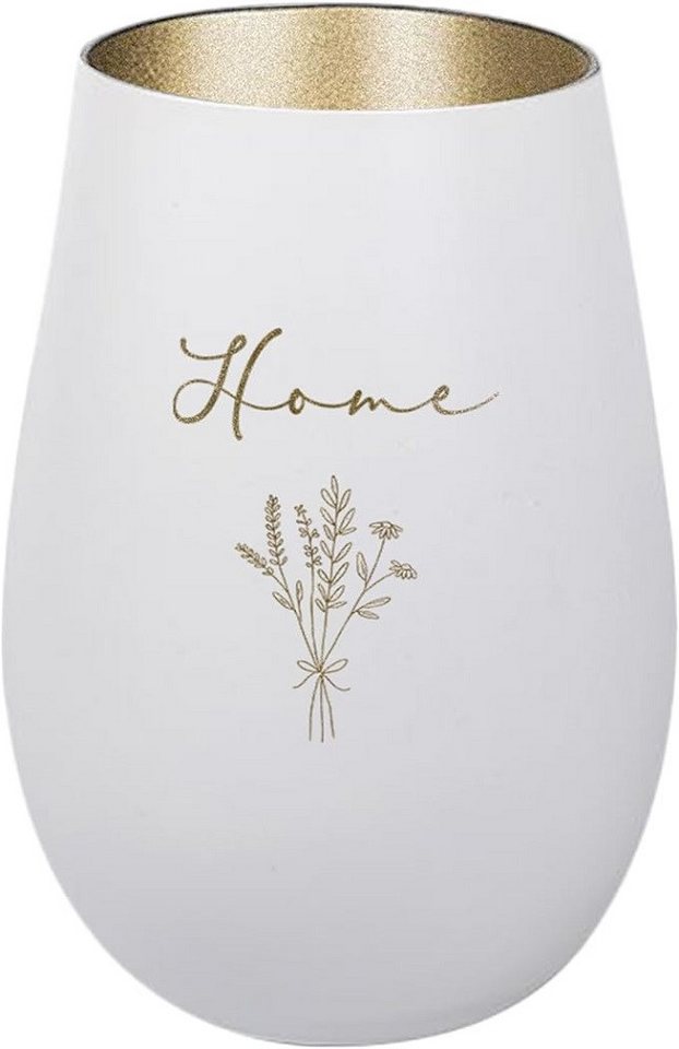 Der Porzellan-Laden Windlicht Handgefertigtes Windlicht mit Gravur 'Home' und Blumenmuster - Dekorat von Der Porzellan-Laden