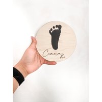 Baby Fußabdruck/ Handabdruck Schild, Personalisierte Fußabdrücke, 3D, Holz, Individuelles Individueller Fußabdruck, Graviert, Personalisiertes von DesertGrownCoShop