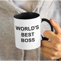 Der Beste Chef Der Welt, Das Büro Michael Scott Lustige Kaffeetasse | 11 Oder 15 Unzen - Schöne Premium-Qualitäts-Geschenkidee | Farbig, Weiß Schwarz von DesignsByPascal