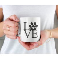Love Hundepfote, Haustierliebhaber Hundemutter Süße Kaffeetasse | 11 Oder 15 Unzen - Schöne Premium-Qualitäts-Geschenkidee | Weiß, Schwarz Farbig von DesignsByPascal