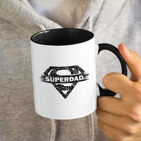 Superdad, Super Dad/Father Cute Kaffeetasse | 11 Oder 15 Unzen - Schöne Premium-Qualitäts-Geschenkidee | Erhältlich Mit Farbiger Innenseite Und von DesignsByPascal