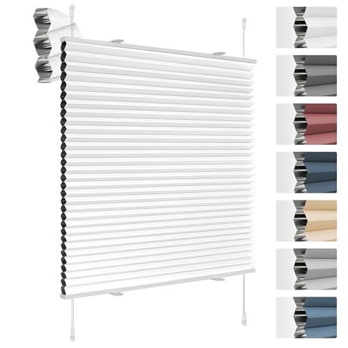 Deswell Plissee Verdunklung Klemmfix Wabenplissee B55 x H130 cm Weiß Thermoplissee ohne Bohren Faltrollo für Fenster & Tür, 100% Blickdicht, Sicht- & Schallschutz Wärmehaltung Verdunklungsplissee Deswell Plissee Verdunklung Klemmfix Wabenplissee B55 x H130 cm Weiß Thermoplissee ohne Bohren Faltrollo für Fenster & Tür, 100% Blickdicht, Sicht- & Schallschutz Wärmehaltung Verdunklungsplissee von Deswell