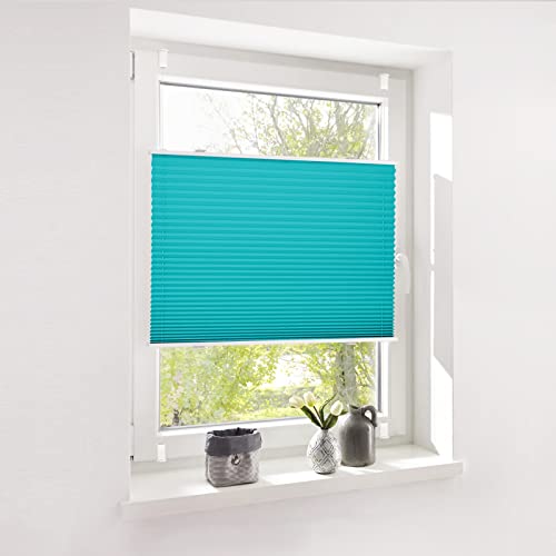 Deswell Plissee ohne Bohren Plisseerollo klemmfix Türkis B70 x H110 cm Plisseerollo Stoff Sonnenschutz Leicht zu Montieren & Verspannt kinderleichte Montage 4Locks für Fenster & Tür Deswell Plissee ohne Bohren Plisseerollo klemmfix Türkis B70 x H110 cm Plisseerollo Stoff Sonnenschutz Leicht zu Montieren & Verspannt kinderleichte Montage 4Locks für Fenster & Tür von Deswell