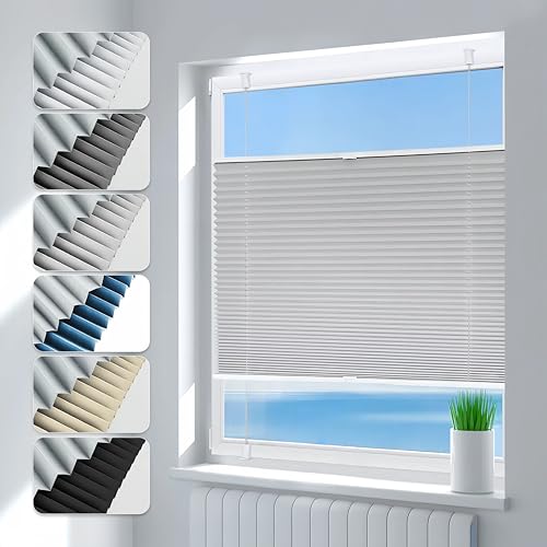 Deswell Plissee ohne Bohren Verdunkelung Klemmfix Verdunklungsplissee B85 x H100 cm Hellgrau, 100% Blickdicht lichtundurchlässig Thermo Plissee Faltrollo Sichtschutz Sonnenschutz für Fenster Tür Deswell Plissee ohne Bohren Verdunkelung Klemmfix Verdunklungsplissee B85 x H100 cm Hellgrau, 100% Blickdicht lichtundurchlässig Thermo Plissee Faltrollo Sichtschutz Sonnenschutz für Fenster Tür von Deswell