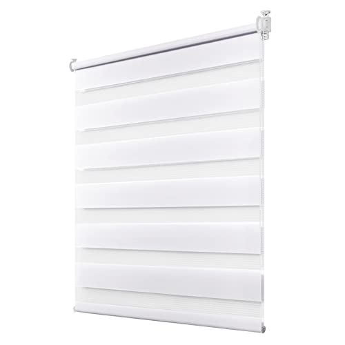 Doppelrollo klemmfix Duo Rollo ohne Bohren,Rollos für Fenster und Tür,lichtdurchlässig und verdunkelnd 55 x 120 cm(BxH) Weiß von Deswell