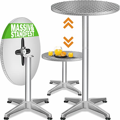 Casaria® 2in1 Stehtisch Klappbar Höhenverstellbar 70 cm / 115 cm Hoch Aluminium Rund Ø 60 cm Wetterfest Outdoor Garten Bistrotisch Biertisch Partytisch von Casaria