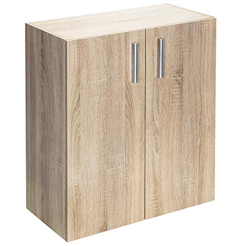 Casaria® Kommode mit 2 Türen 77x60x30cm Holz Modern höhenverstellbarer Einlegeboden Schlafzimmer Büro Flur Mehrzweckschrank Aktenschrank Schrank Eiche von Casaria