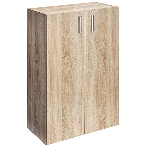 Casaria® Kommode mit 2 Türen 120x60x30cm Holz Modern höhenverstellbarer Einlegeboden Schlafzimmer Büro Flur Mehrzweckschrank Aktenschrank Schrank Eiche von Casaria