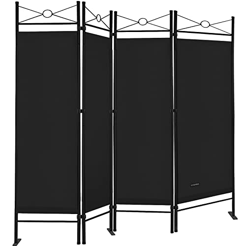 DEUBA® Trennwand 180x160cm 4 teilig Blickdicht Freistehend Faltbar Stabil Indoor Wohnzimmer Schlafzimmer Büro Raumteiler Spanische Wand Paravent Schwarz von Deuba