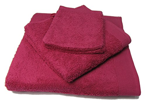 Deveaux Frottee-Handtuchset, 38 x 27 x 9 cm, einfarbig, 4-teilig, Fuchsia, 38 x 27 x 9 cm von Deveaux