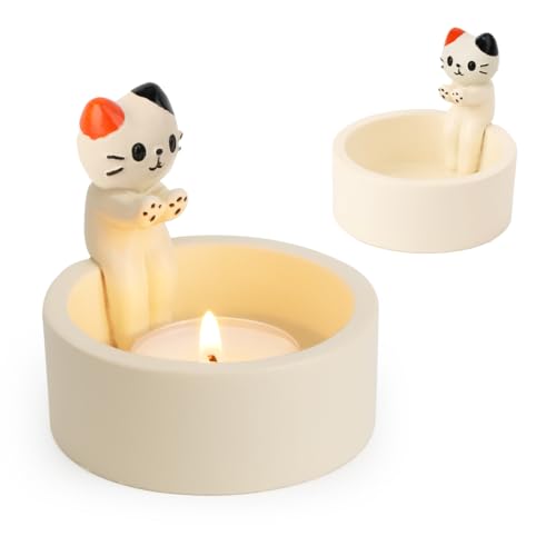 Dfuqanb Katzen Kerzenhalter, Katze Deko Katzen Teelichthalter, Cat Candle Holder, Katze Teelichthalter Kerzenständer, Geschenke für Katzenliebhaber, Dekorative Tische für Wohnzimmer Dekorative Tische von Dfuqanb