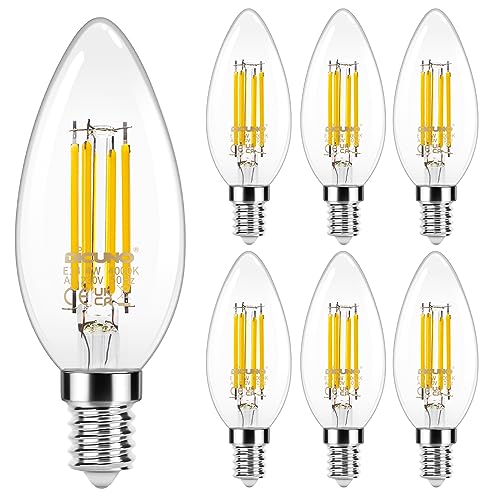 DiCUNO E14 LED Kerze 4W, Neutralweiß 4000K, Kerzenlampe für Kronleuchter, Ersatz 40W Halogen, Classic Glühfaden C35, 550LM Klarglas, Filament, Antike Vintage, 360°Winkel, nicht dimmbar, 6er Pack von DiCUNO