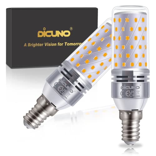 DiCUNO E14 LED Mais Glühbirne 10W, 2700K Warmweiß, entspricht zu 130W Glühbirne, 1400LM LED Maiskolben E14, CRI 85, nicht Dimmbar, kleine Edison Schraube für Kronleuchter, Designerlampe, 2er Set von DiCUNO