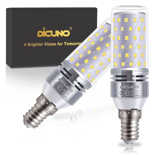 DiCUNO E14 LED Mais Glühbirne 10W, 6000K Kaltweiß, entspricht zu 130W Glühbirne, 1400LM LED Maiskolben E14, CRI 85, nicht Dimmbar, kleine Edison Schraube für Kronleuchter, Designerlampe, 2er Set von DiCUNO